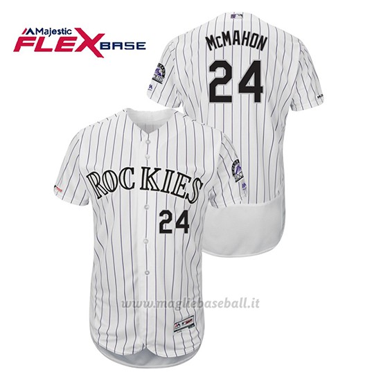 Maglia Baseball Uomo Colorado Rockies Ryan Mcmahon 150th Aniversario Patch Flex Base Bianco